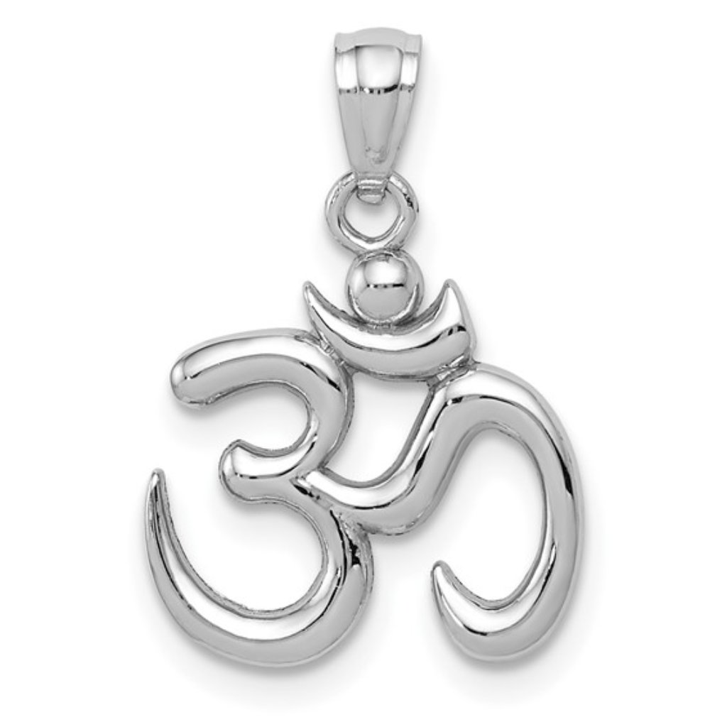 14k White Gold Polished Yoga Om Symbol Pendant